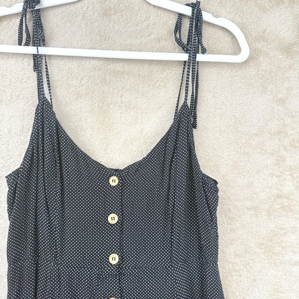 Lunik Womens Polka Dot‎ Mini Dress Size M Black Retro Cottagecore Preppy Casual